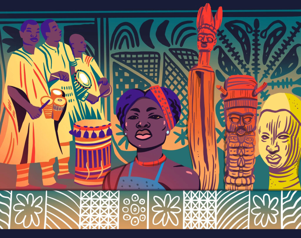 A yoruba art of yoruba drummers and some yoruba deity