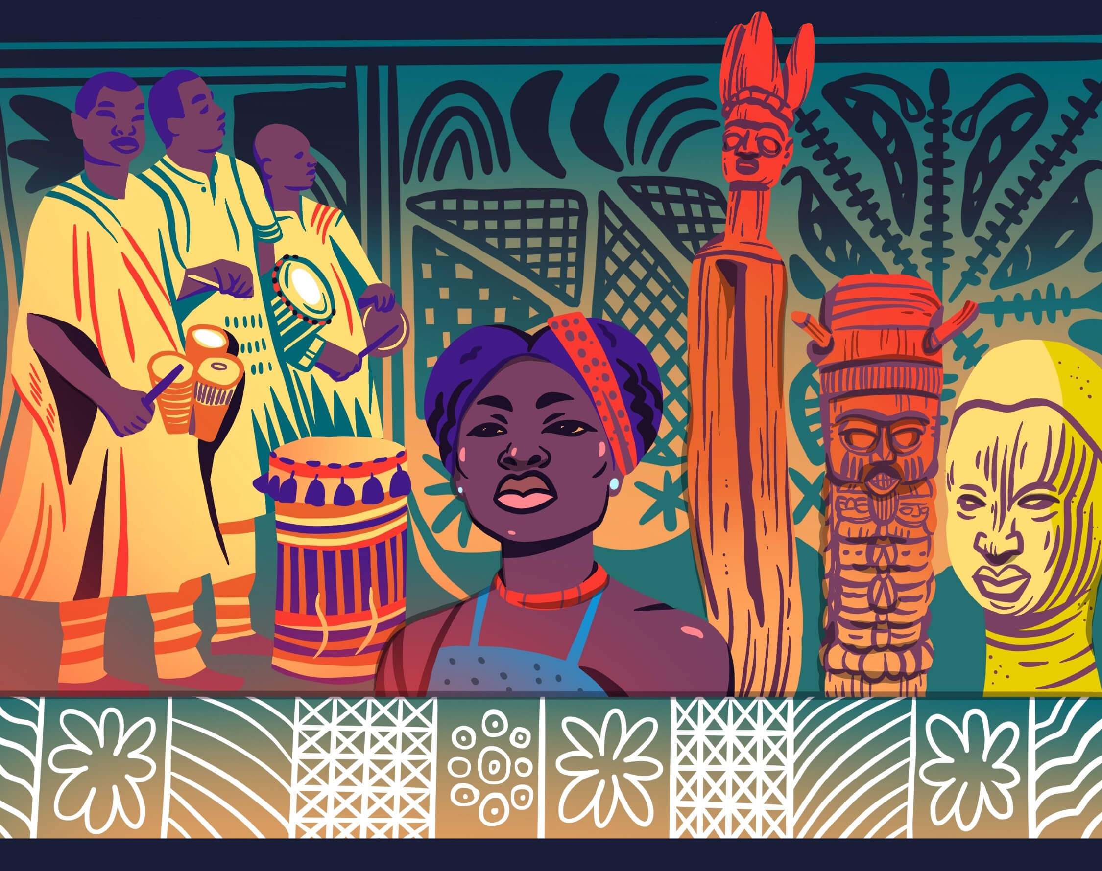 A yoruba art of yoruba drummers and some yoruba deity